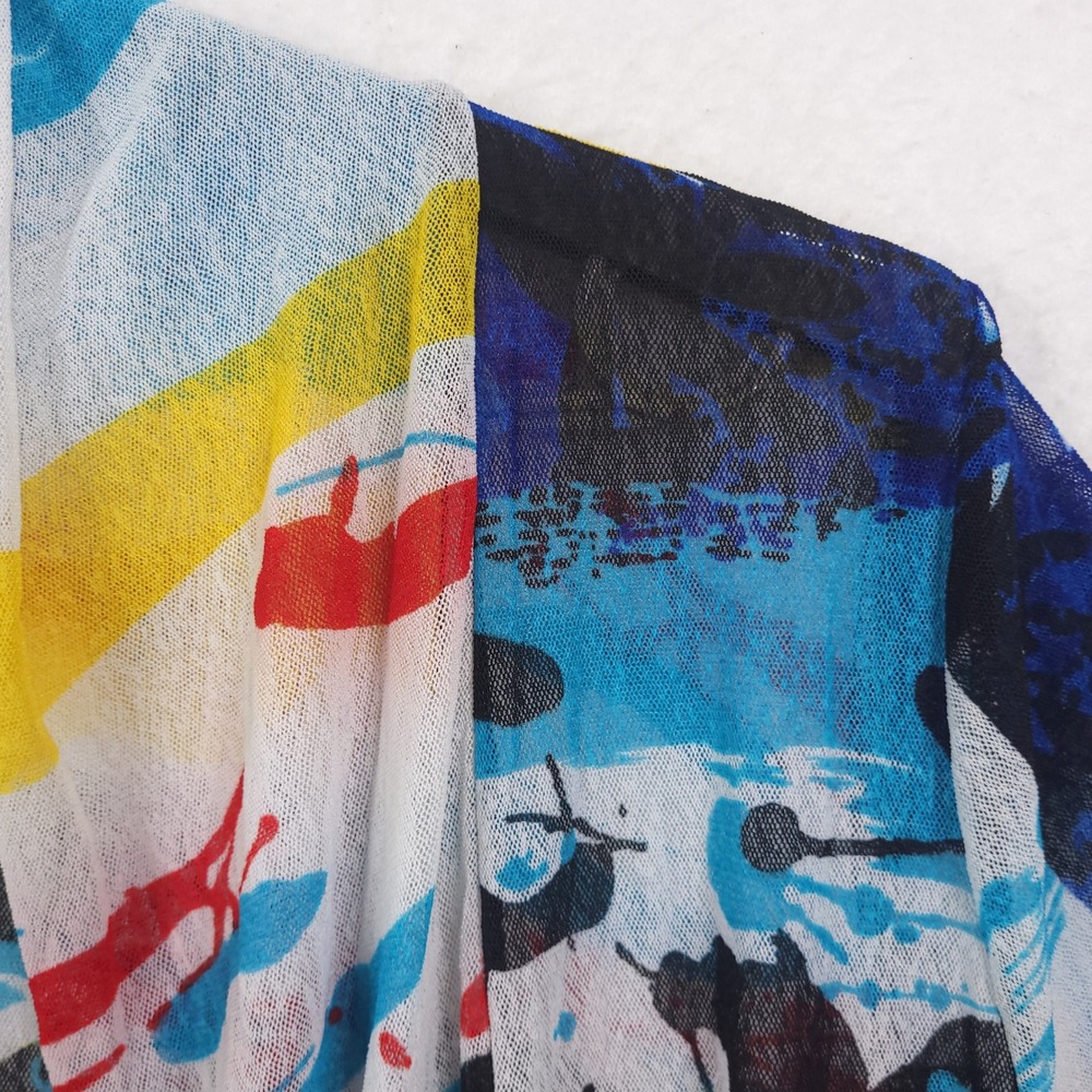Step In Style Lightweight Cardigan XL Abstract Artsy Grunge Sheer Maximalist - Picture 12 of 16